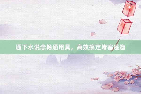 通下水说念畅通用具，高效搞定堵塞逶迤